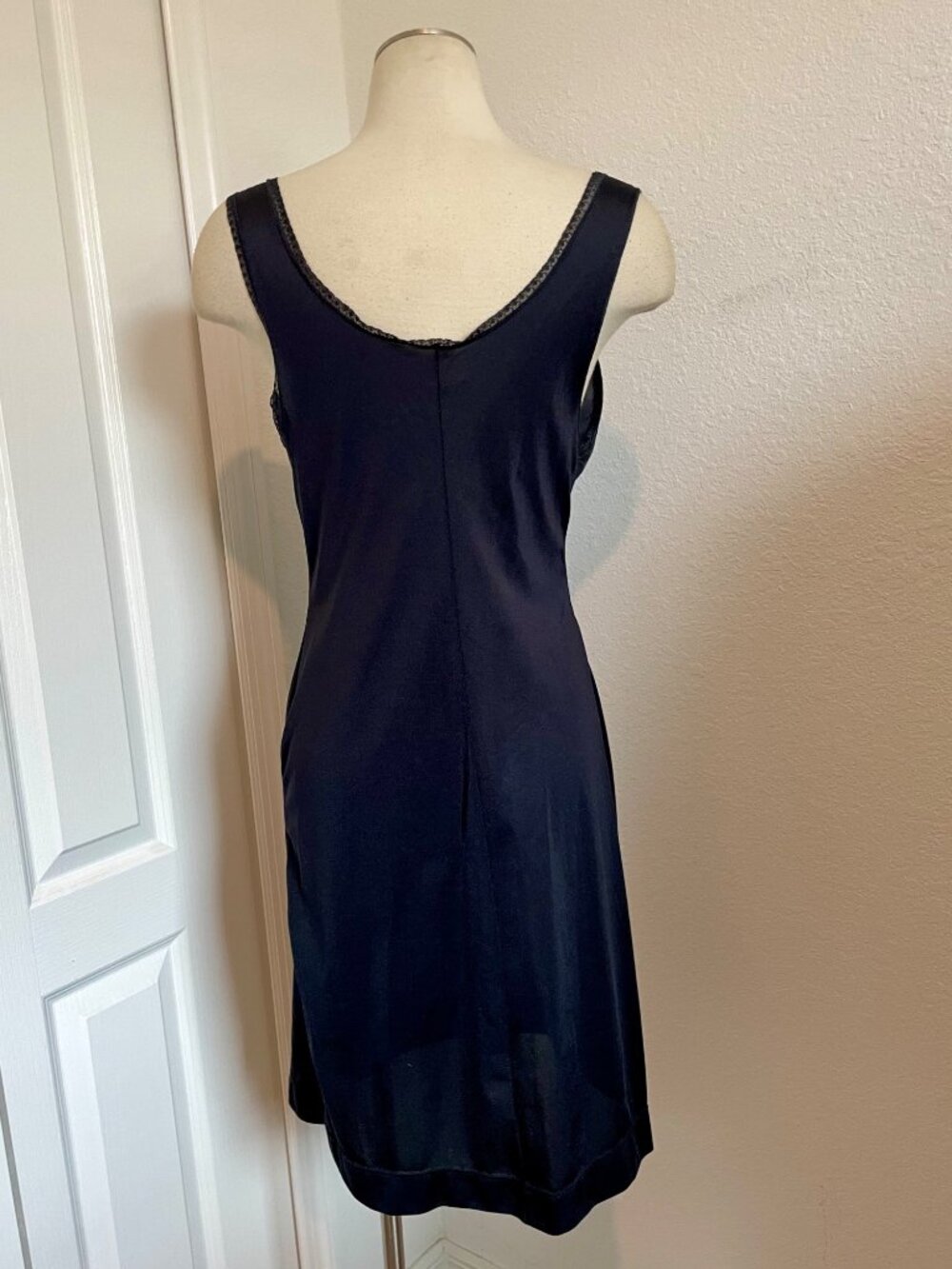 Vintage Black Lace and Sheer Mini Slip Dress Size 38 - Picture 7 of 11